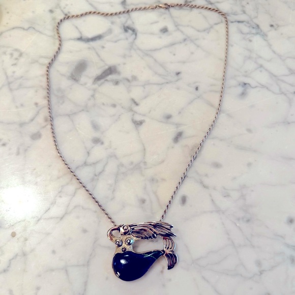 Sterling silver and lapis mermaid pendant necklaceOn 22in chain. Like new